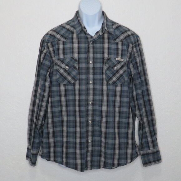 Lucky Brand* Men's Long Sleeve Snap Down Curved Hem Double Pocket Shirt~ Large‎ - Picture 1 of 12